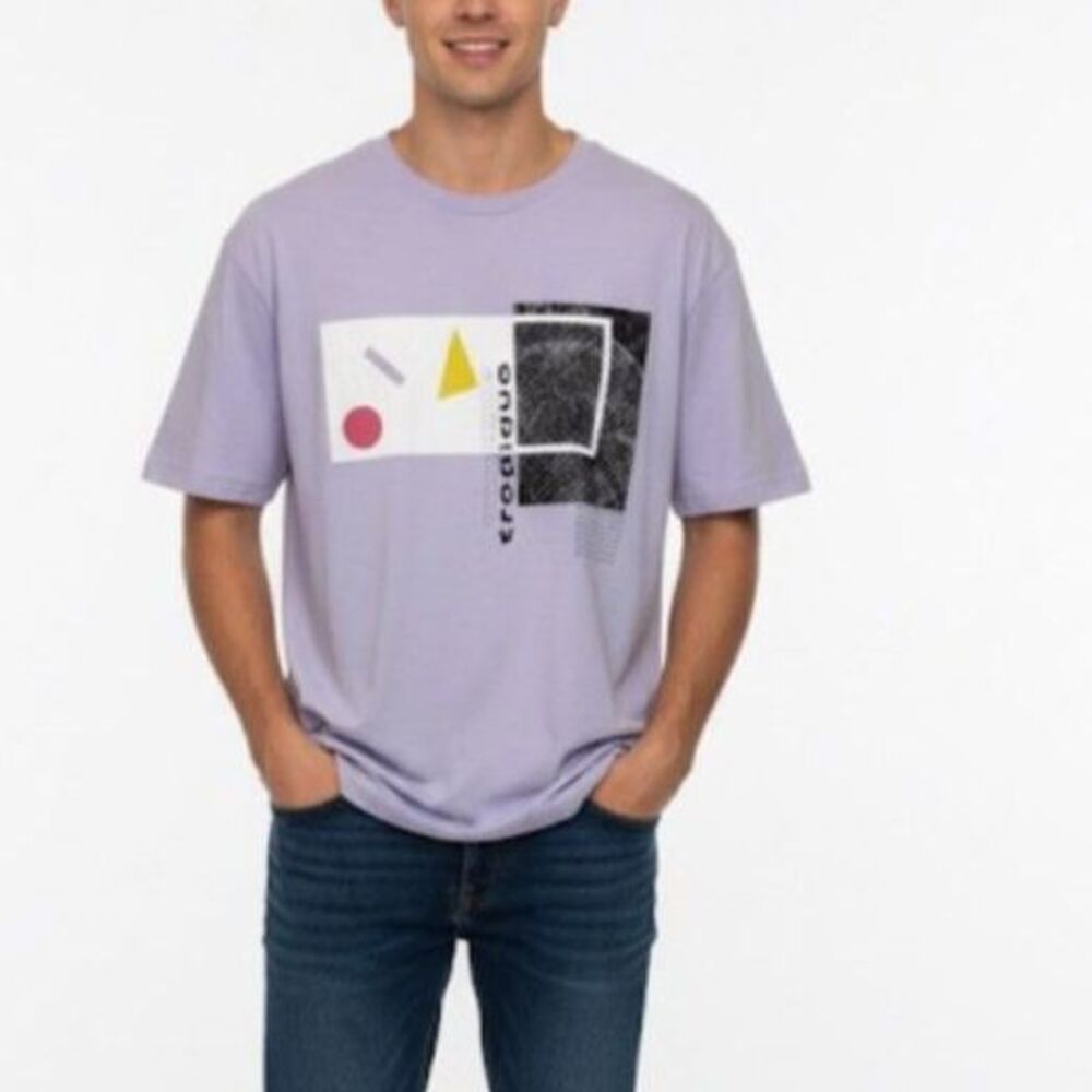 Topman NWOT Men's Purple Tropique Graphic Print Short Sleeve T-Shirt Size L